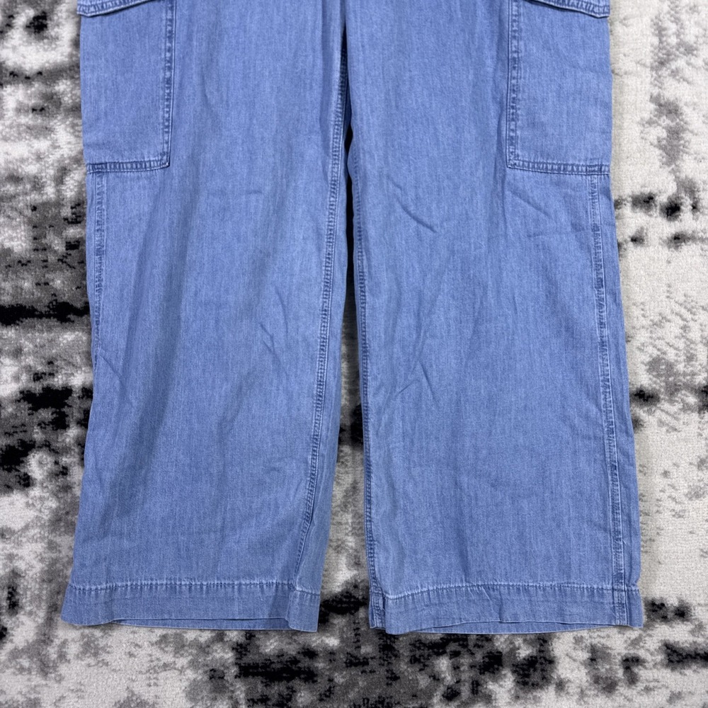 GAP Pants Womens Size Large Wide Leg Cargo Blue Drawstring Boho Hippie - Picture 4 of 15